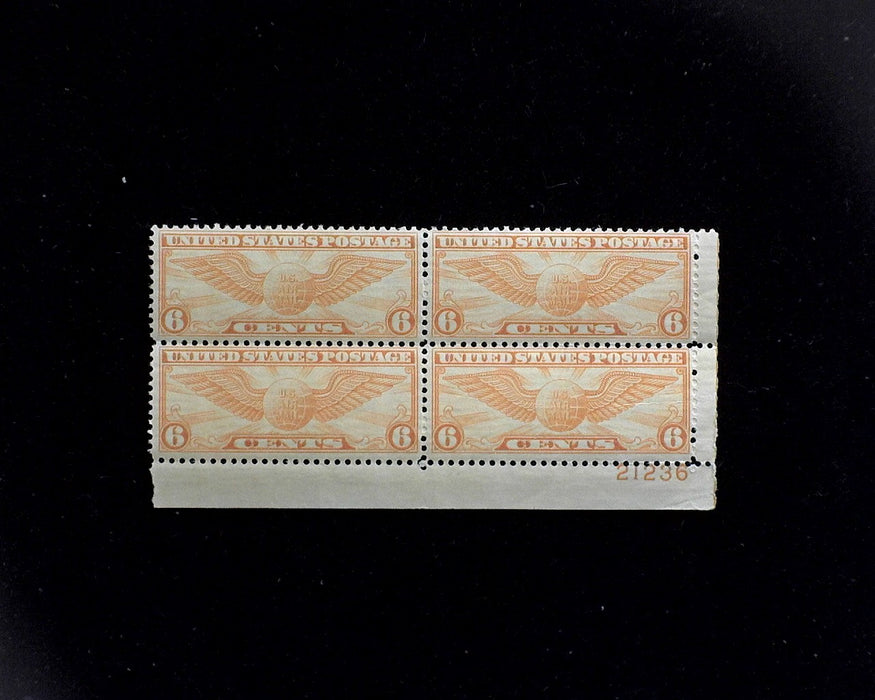 #C19 MNH 6 cent Winged Globe Airmail plate block F/VF US Stamp