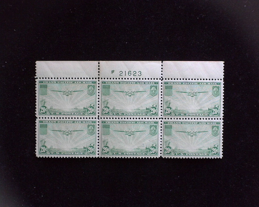 #C21 MNH 20 cent Clipper Airmail plate block XF US Stamp