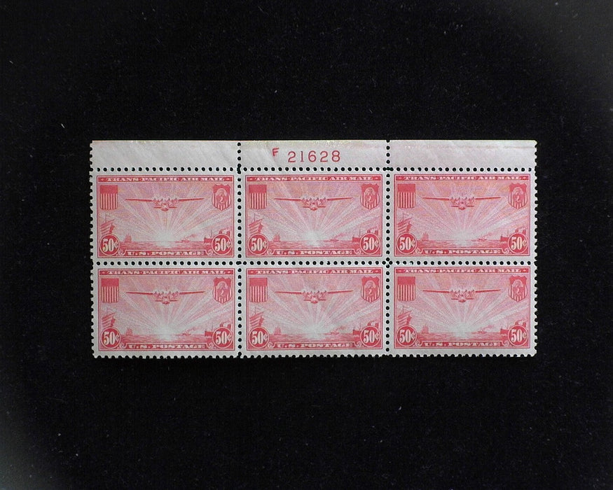 #C22 MNH 50 cent Clipper Airmail plate block XF US Stamp