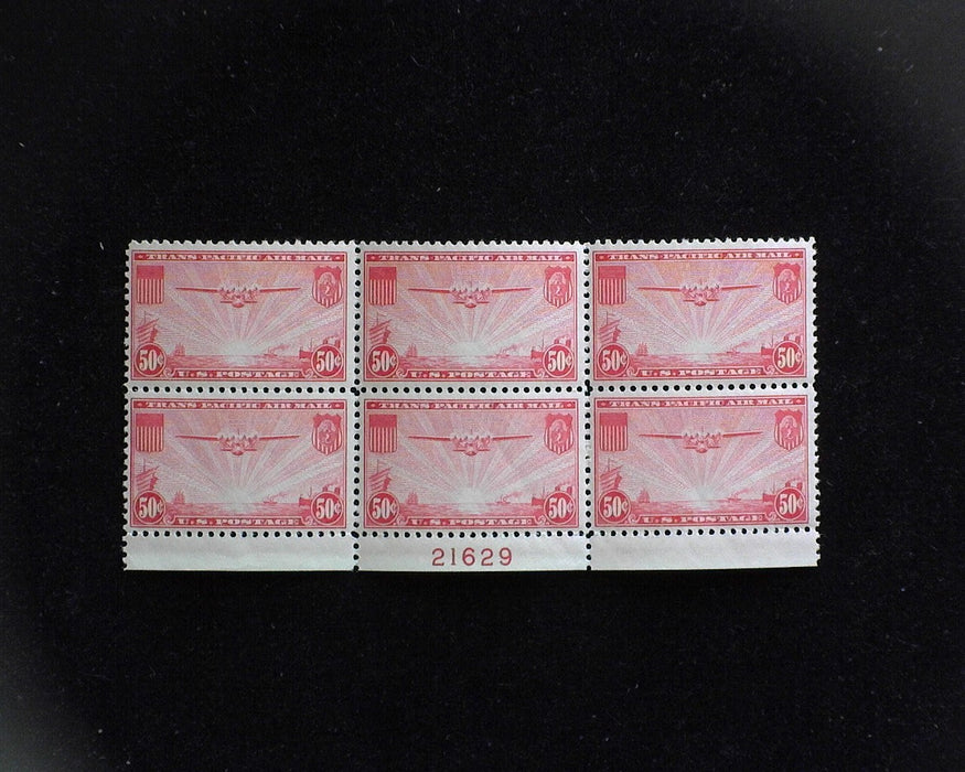 #C22 MNH 50 cent Clipper Airmail plate block VF US Stamp