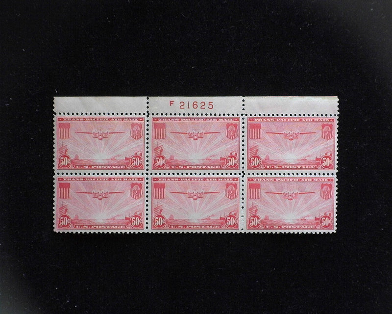 #C22 50c Clipper Airmail plate block. Mint Vf/Xf NH - US Stamp