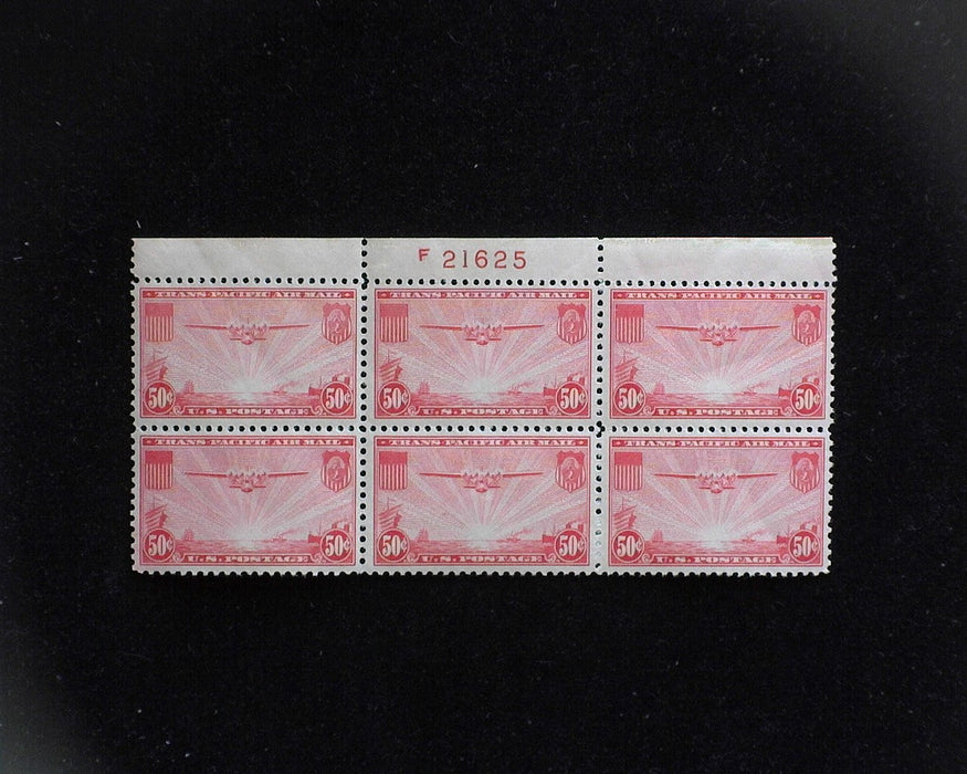 #C22 MNH 50 cent Clipper Airmail plate block Vf/Xf US Stamp
