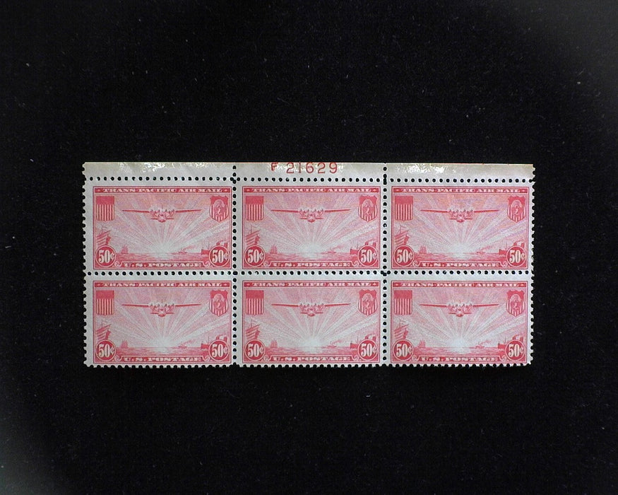 #C22 MNH 50 cent Clipper Airmail plate block F/VF US Stamp