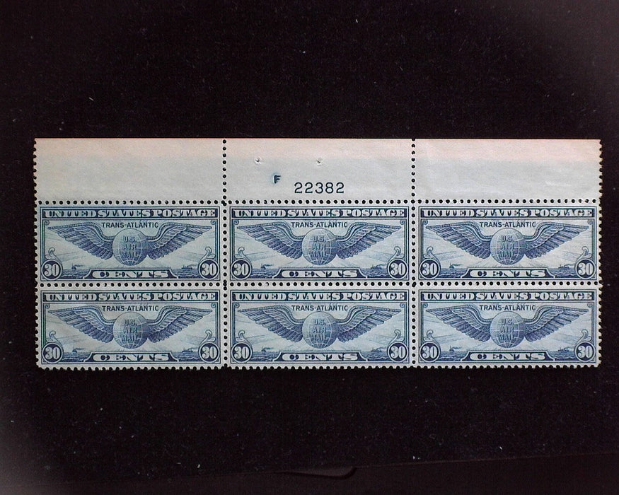 #C24 MNH 30 cent Winged Globe Airmail plate block XF US Stamp
