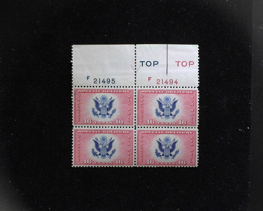 #CE2 MNH 16 cent Airmail Special Delivery plate block Type 1 XF US Stamp