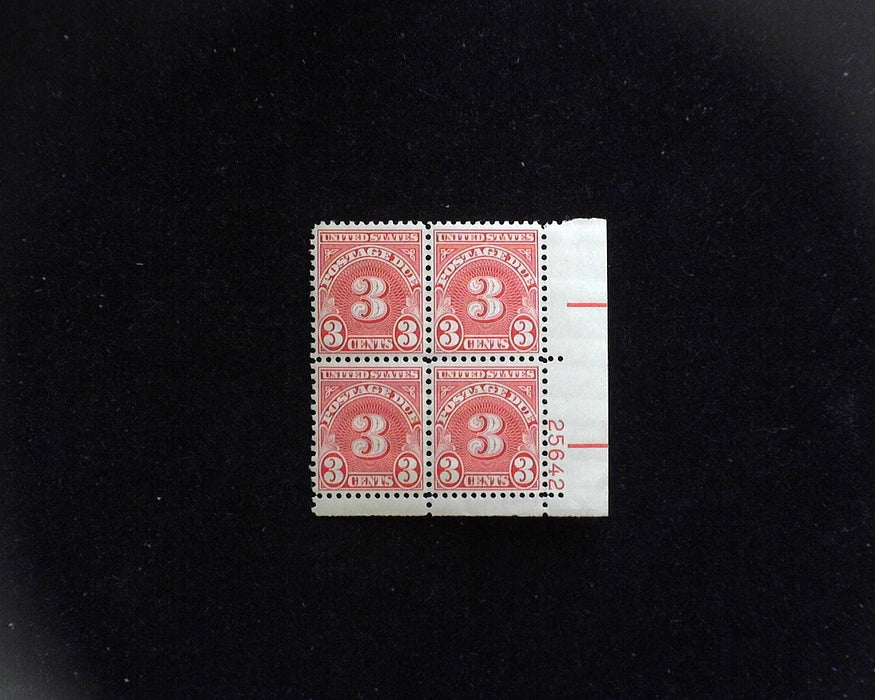 #J82 MNH 3 cent Postage Due plate block XF US Stamp
