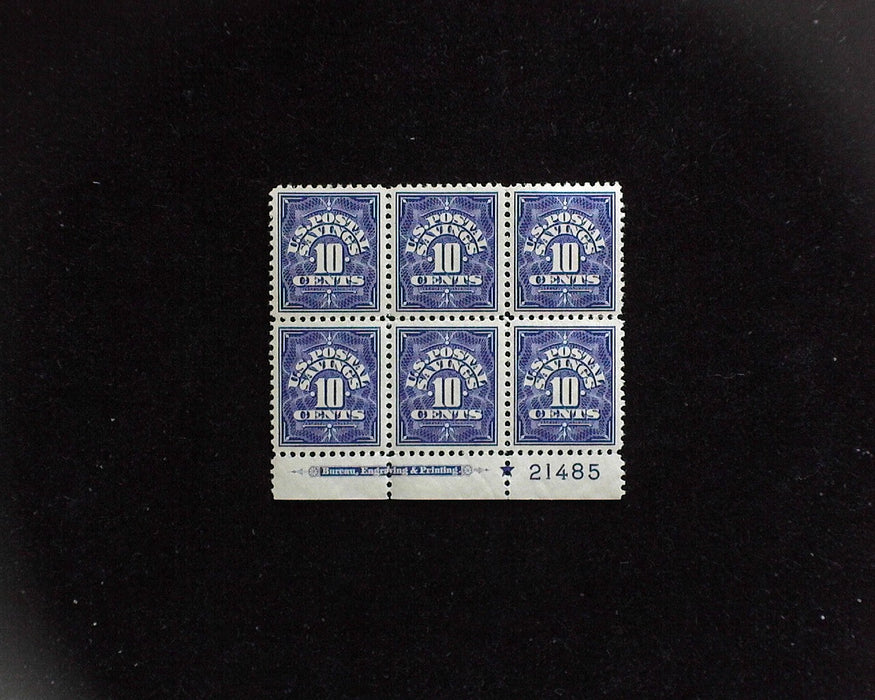 #PS4 MNH 10 cent Postal Savings plate block Choice XF US Stamp