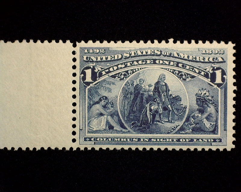 #230 MNH 1 cent Columbian Choice sheet margin stamp Vf/Xf US Stamp