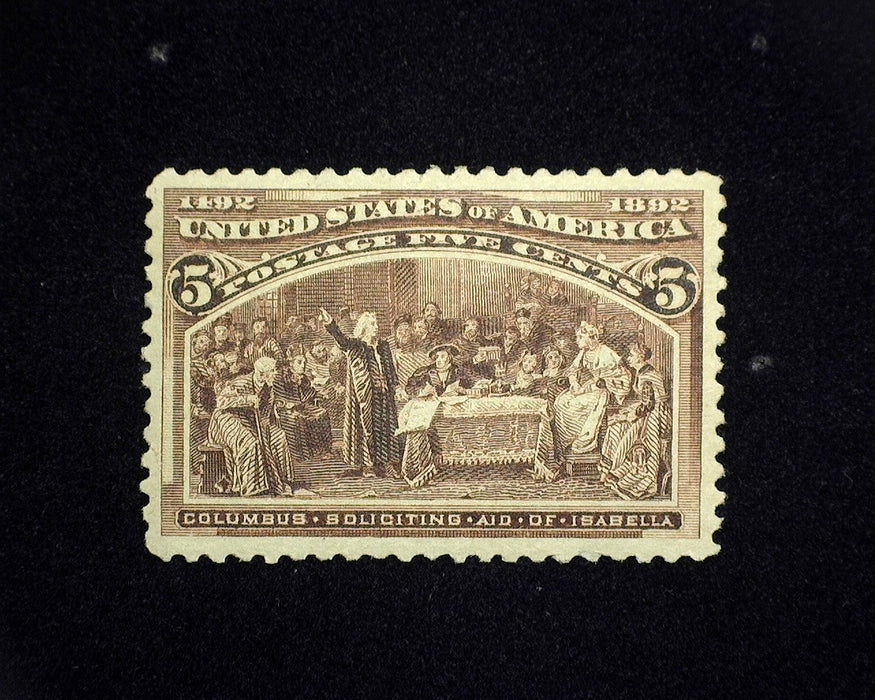 #234 MLH 5 cent Columbian Vf/Xf US Stamp