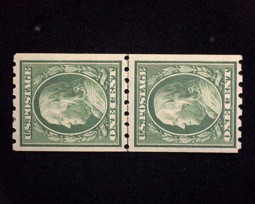 #390 1c Franklin Fresh guide line pair Mint F/VF NH US Stamp
