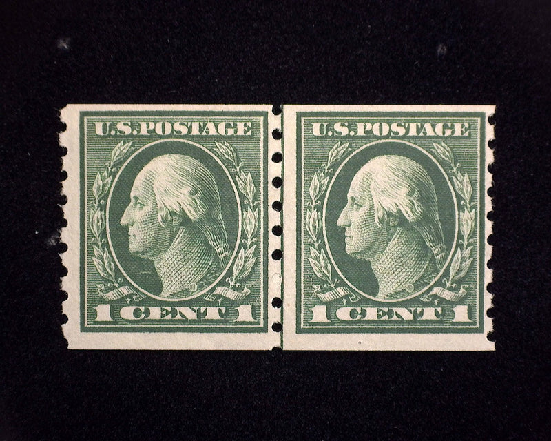 #392 MLH Fresh guide line pair with wrong scott number in ink on back F/VF US Stamp