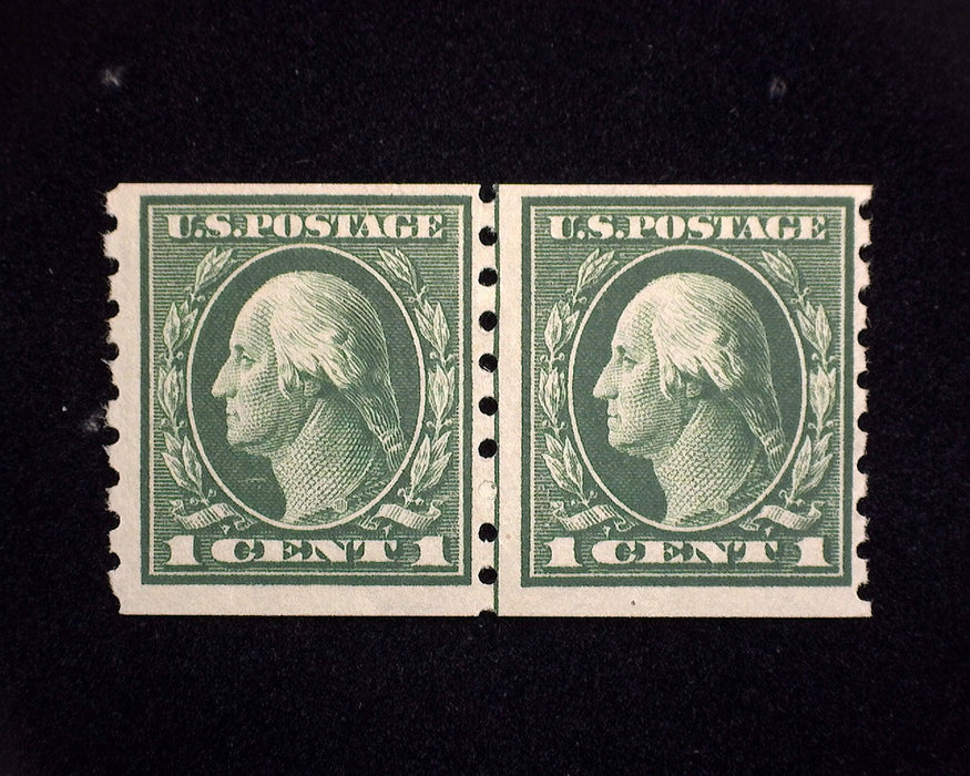 #392 MLH Fresh guide line pair with wrong scott number in ink on back F/VF US Stamp