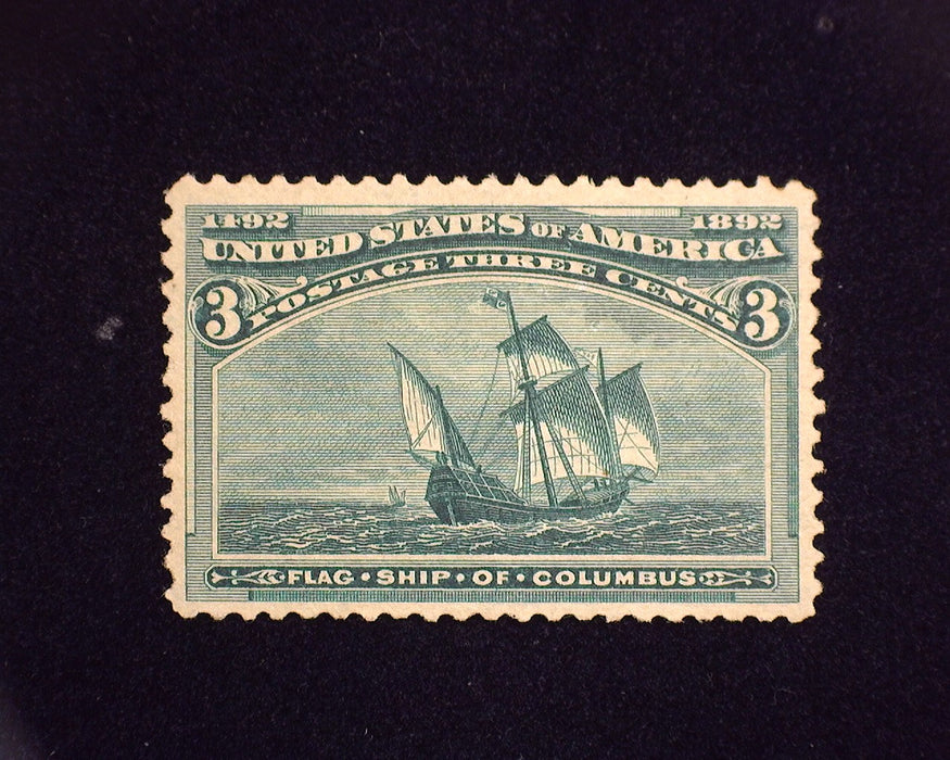 #232 MLH 3 cent Columbian. Fresh. VF US Stamp