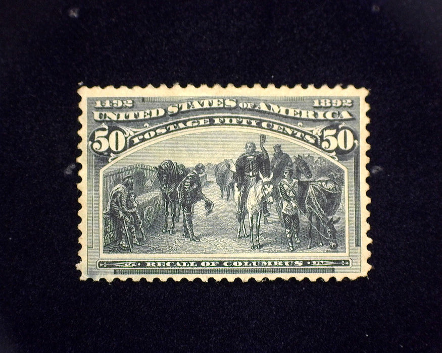 #240 MH 50 cent Columbian. Horizontal creasing. VF US Stamp