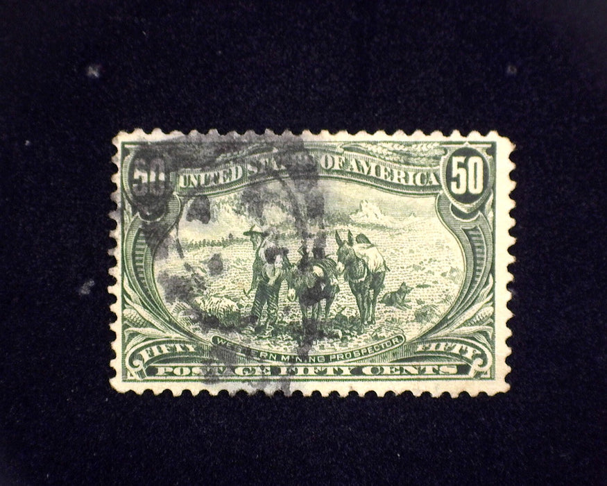 #291 Used 50 cent Trans Mississippi. Fresh used stamp. F/VF US Stamp