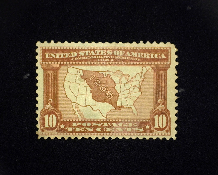#327 MRG 10 cent Louisiana Purchase. Regummed. VF US Stamp