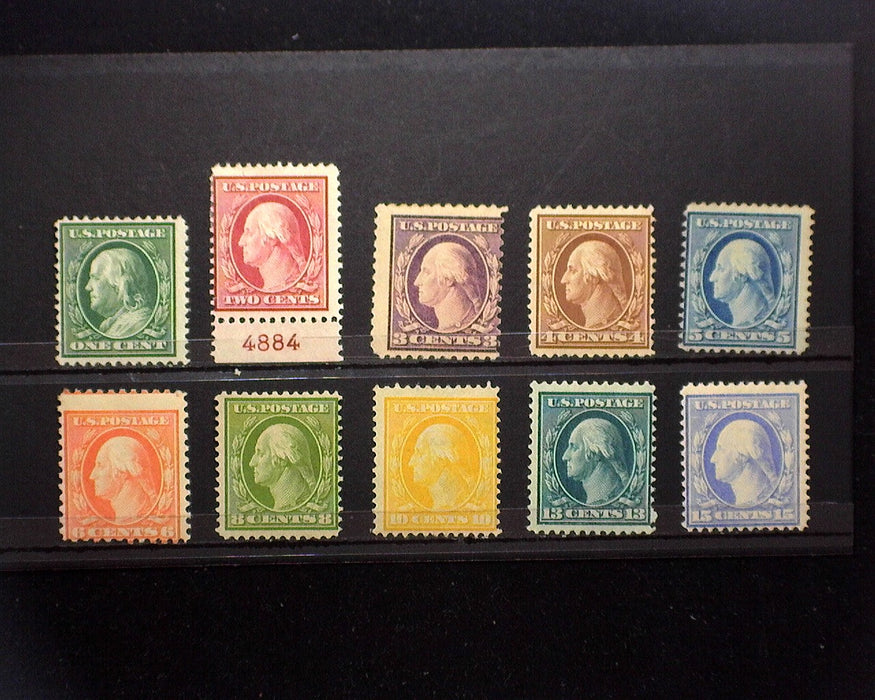 #331-340 MH 1908 issue 331-340. AVG US Stamp