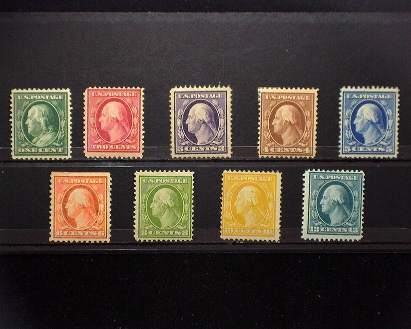 #331-339 MH 1908 issue 331-339. 336 is straight edge. F US Stamp