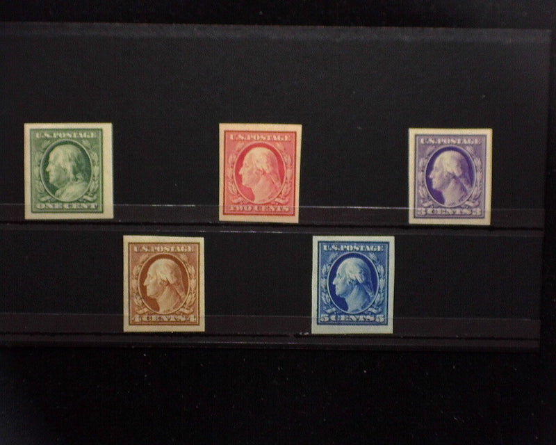 #343-347 MLH 1908 Imperforate issue 343-347. Vf/Xf US Stamp