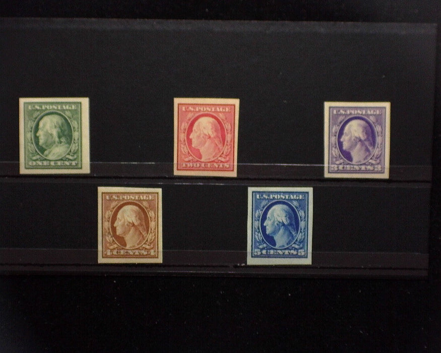 #343-347 MLH 1908 Imperforate issue 343-347. Vf/Xf US Stamp