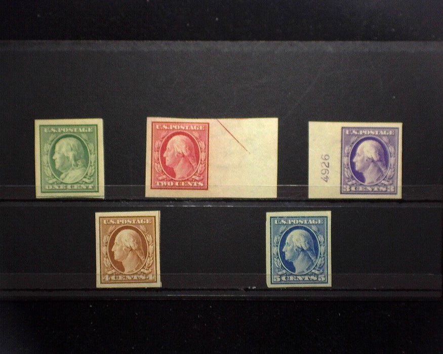#343-347 MNH 1908 Imperforate issue 343-347. Fresh set. Vf/Xf US Stamp