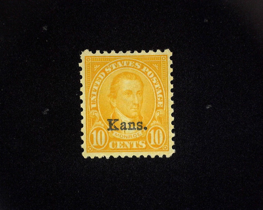 #668 MLH 10 cent Kansas. Vf/Xf US Stamp