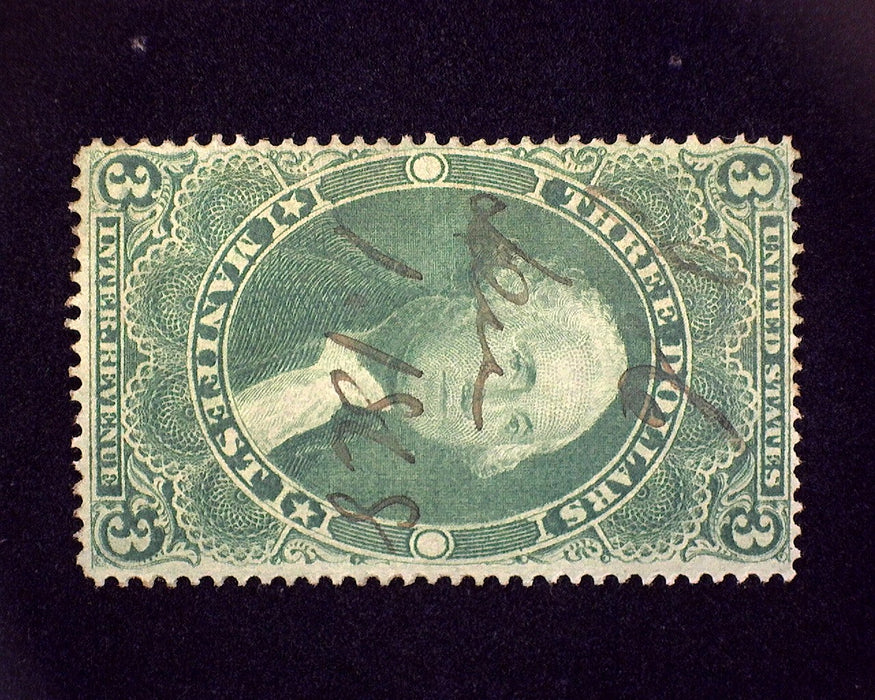 #R86c Used $3.00 Revenue. Small thin. VF US Stamp