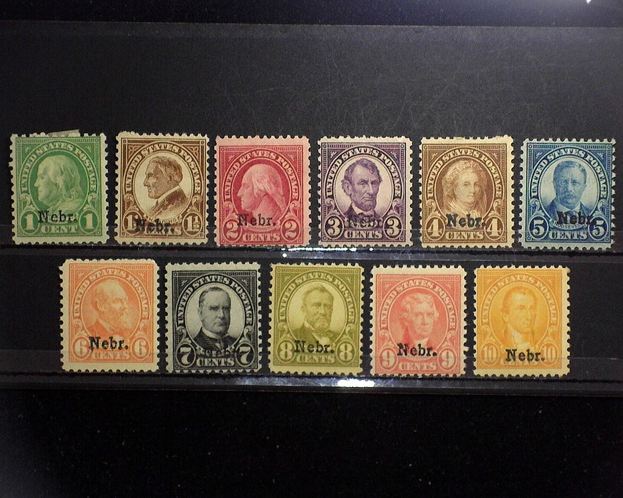 #669-679 MLH 1929 Nebraska overprint. F US Stamp