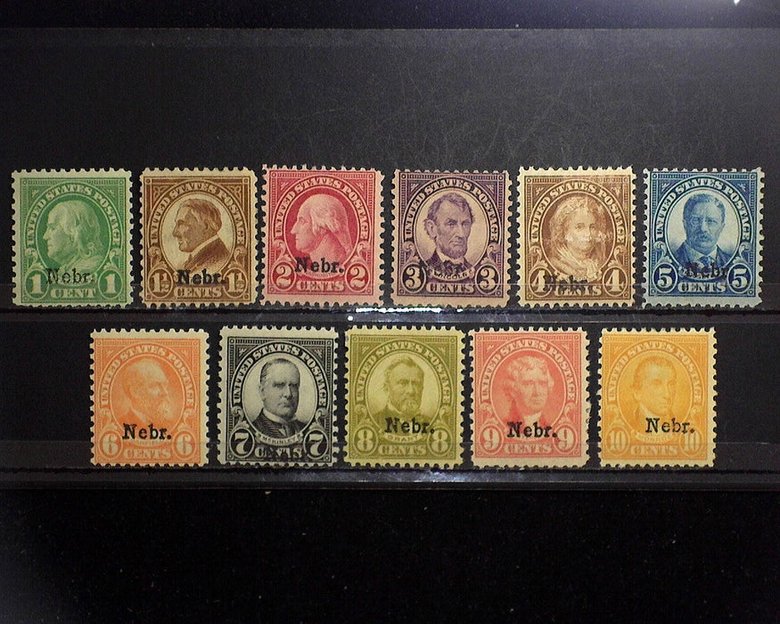#669-679 MLH 1929 Nebraska overprint. F US Stamp