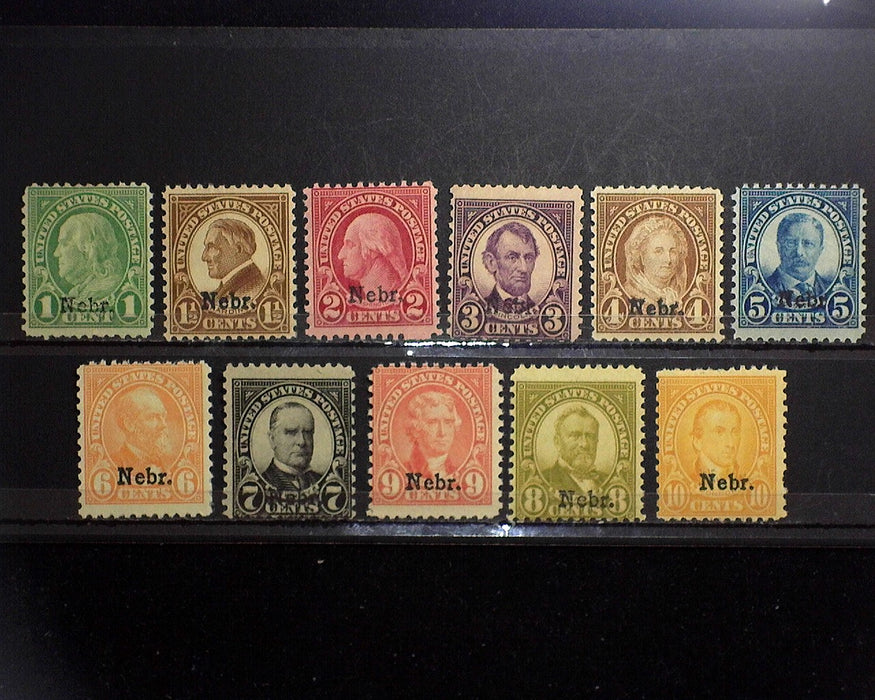 #669-679 1929 Nebraska Overprint. Mint F LH US Stamp