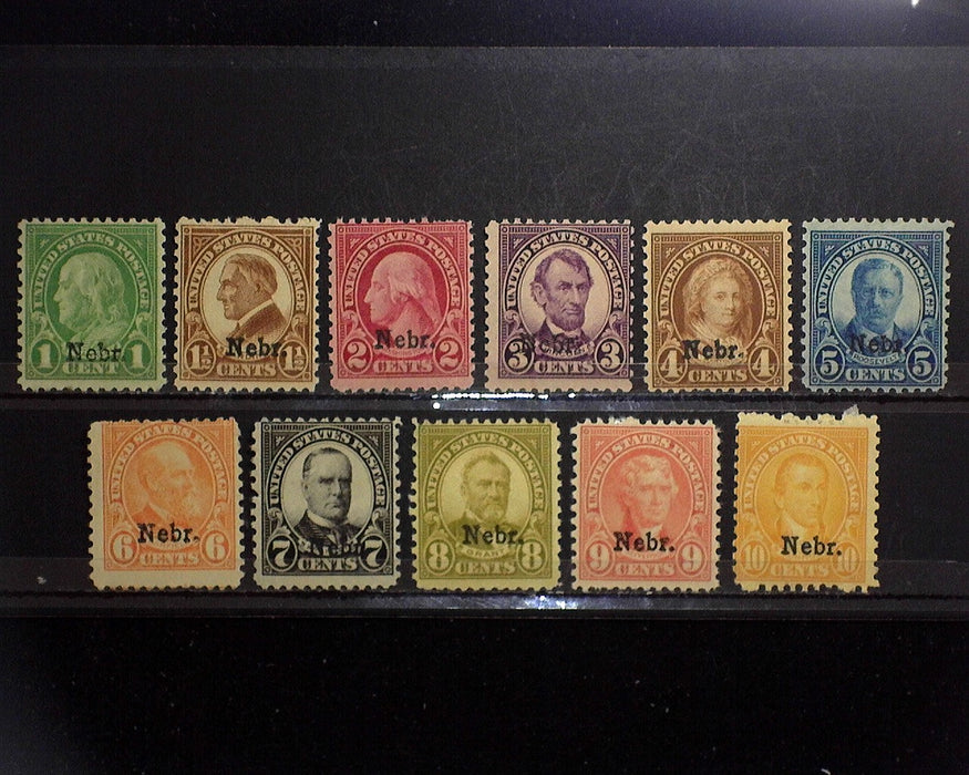 #669-679 1929 Nebraska Overprint. Mint F H US Stamp
