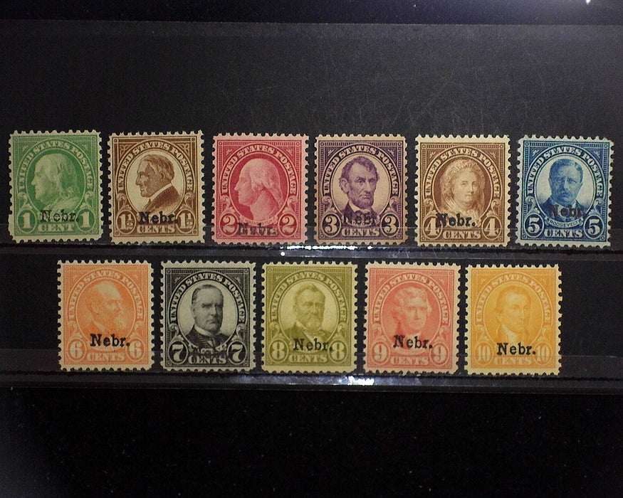 #669-679 MNH 1929 Nebraska overprint. F/VF US Stamp