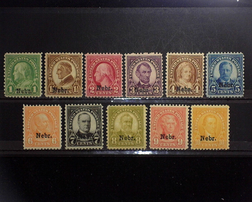 #669-679 MLH 1929 Nebraska overprint. F/VF US Stamp