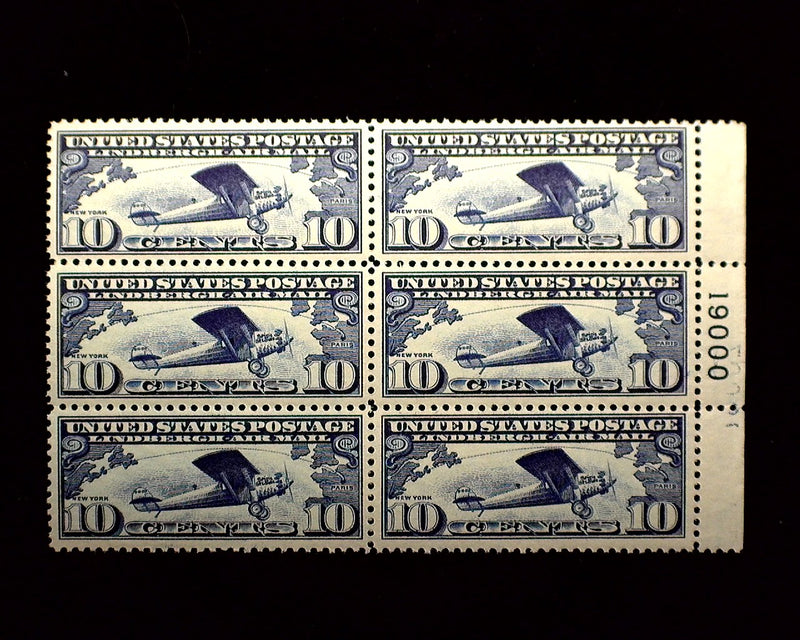 #C10 10c Lindberg Plate Block. Mint Vf/Xf NH - US Stamp