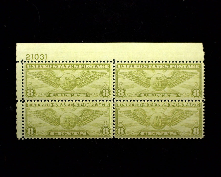 #C17 8 Cent Winged Globe Plate Block Mint F/VF NH US Stamp