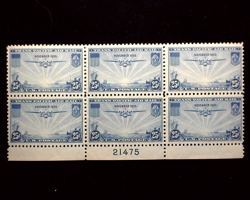 #C20 20 Cent Clipper Air Mail Plate Block Mint F/VF NH US Stamp
