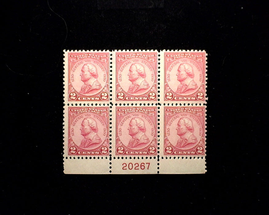 #689 2 Cent Von Steuben Plate Block Mint F NH US Stamp