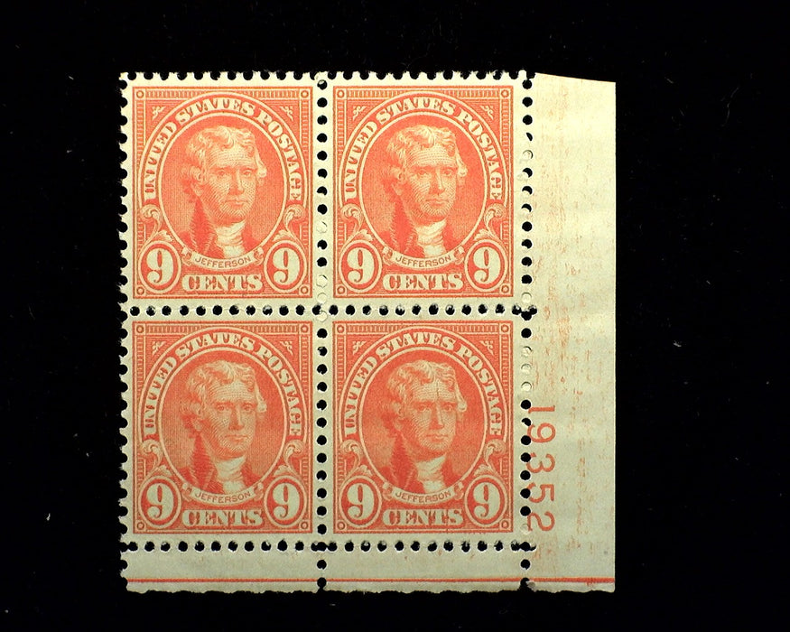 #641 9 Cent Jefferson Plate Block Mint VF NH US Stamp