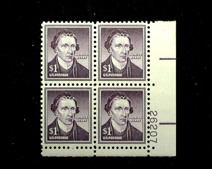 #1052 1 Dollar Patrick Henry Plate Block Choice Mint XF NH US Stamp