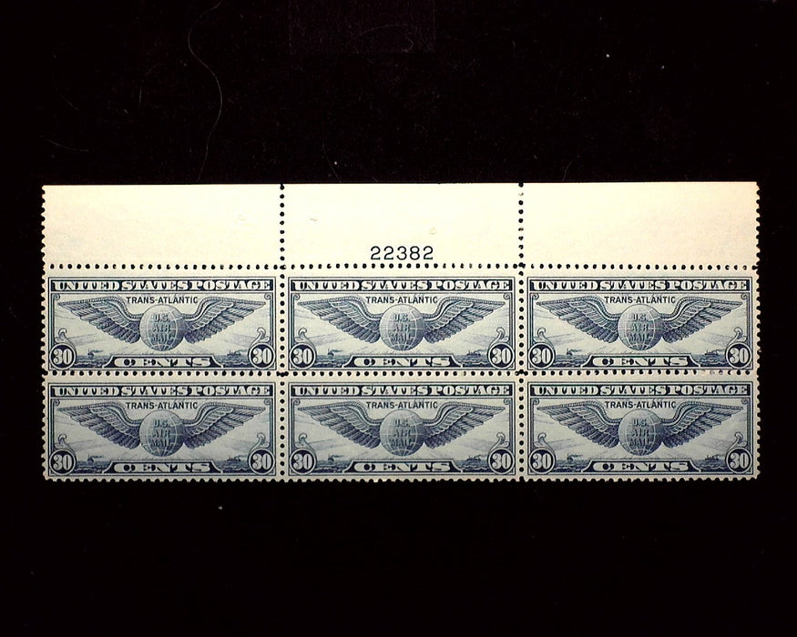#C24 30 Cent Winged Glove Plate Block Mint F/VF NH US Stamp