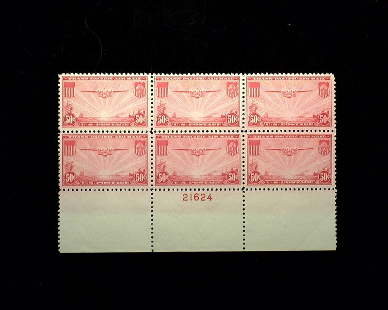 #C22 50c Clipper Plate Block. A Beauty! Mint XF NH - US Stamp