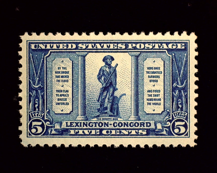 #619 5c Lexington Concord Mint XF/Sup NH US Stamp