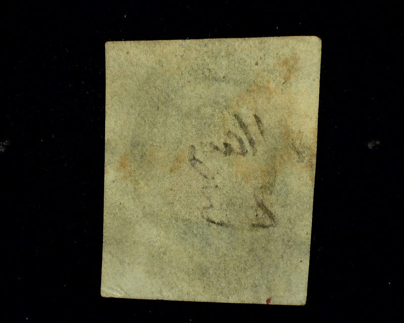 #7 1c Blue. 4 margin stamp 3 huge and one just clearing. Slightly soiled. F/VF Used - US Stamp