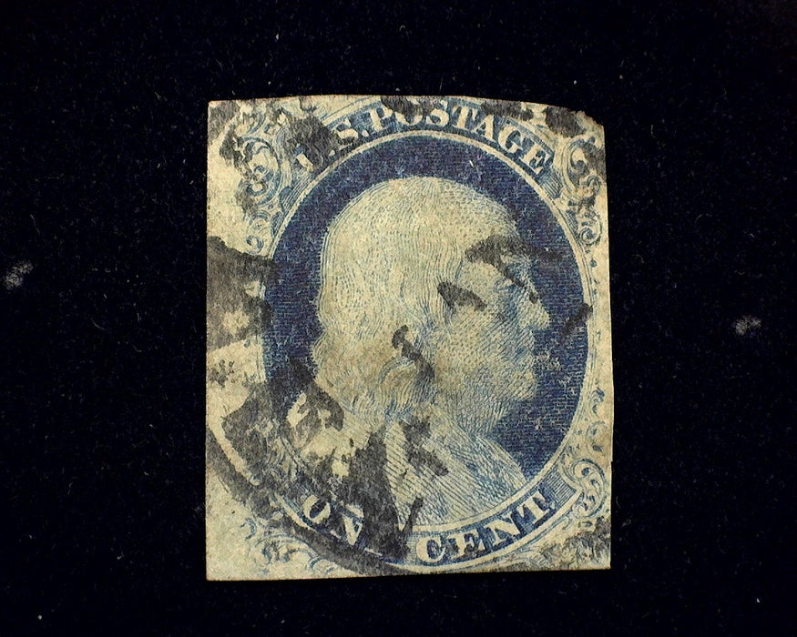 #7 2 margin stamp slightly soiled. F Used US Stamp