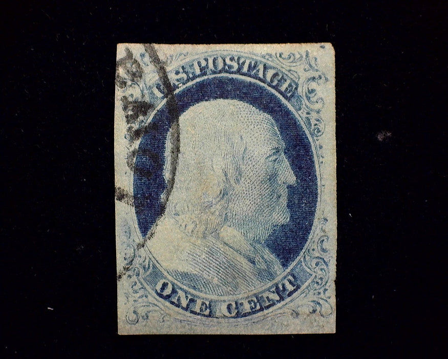 #7 Very nice appearing full 4 margin stamp with Face Free Black Town cancel. Filled thin. XF Used US Stamp