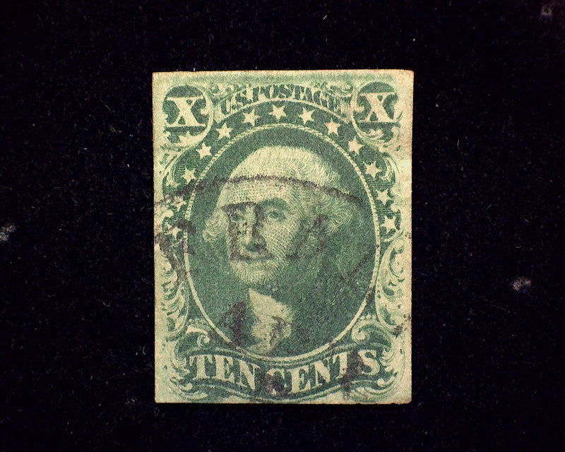 #13 Just 4 margin stamp with great color and faint Black Town cancel. VF Used US Stamp