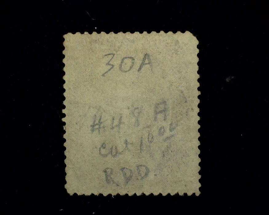 #30a Fresh stamp with Faint Town cancel. Used F+ US Stamp