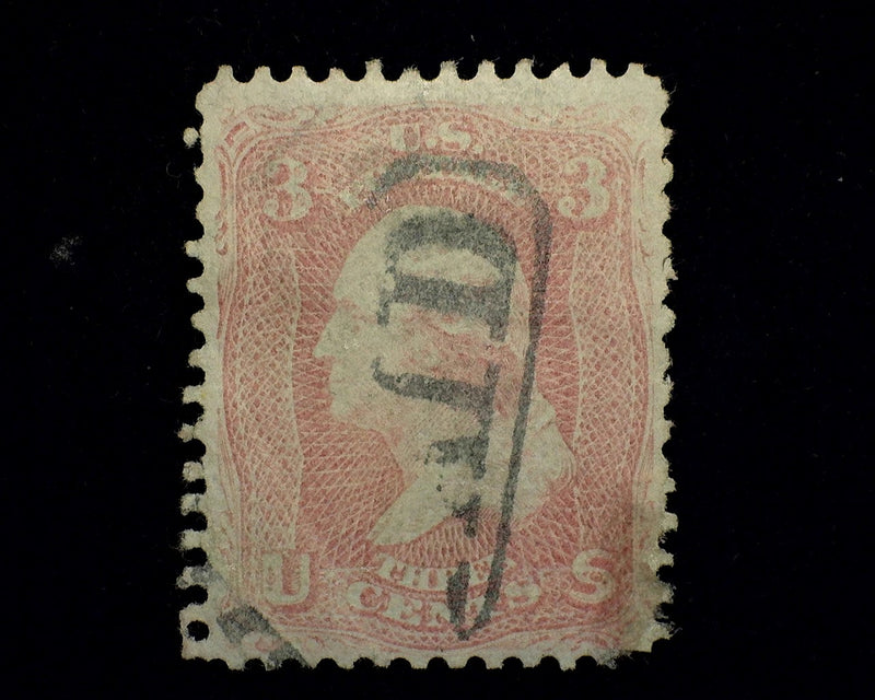 #64b Rose pink. Corner crease, nice. "Paid" cancel. VF Used - US Stamp