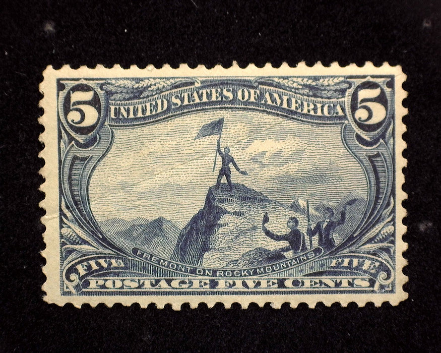 #288 5 cent Trans Mississippi Diagonal natural gum crease. Mint Vf/Xf LH US Stamp