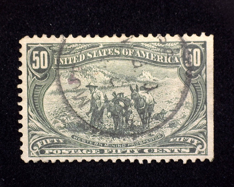 #291 50 cent Trans Mississippi Straight edge. Used Vf/Xf US Stamp